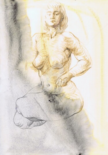 Disegno intitolato "Erotic art - Myster…" da Samira Yanushkova, Opera d'arte originale, Acquarello