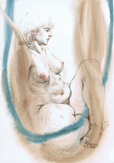Disegno intitolato "Erotic art- Charmin…" da Samira Yanushkova, Opera d'arte originale, Acquarello