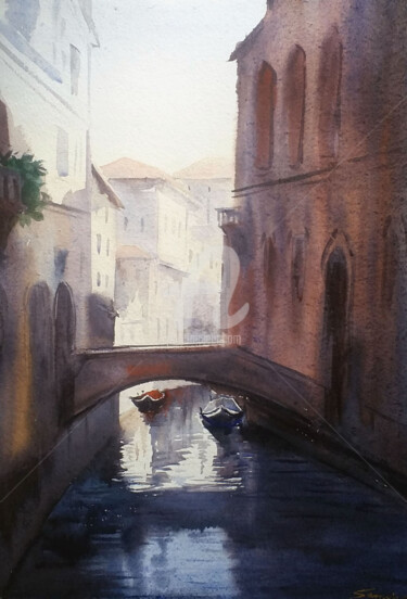 Pintura titulada "Morning Venice Gall…" por Samiran Sarkar, Obra de arte original, Acuarela