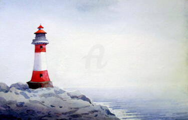 Painting titled "lighthouse" by Samiran Sarkar, Original Artwork, Watercolor