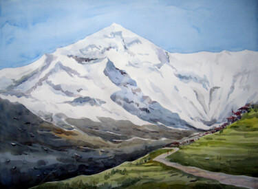 Pintura intitulada "Beauty of Himalayan…" por Samiran Sarkar, Obras de arte originais, Aquarela