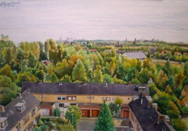 Malerei mit dem Titel "Het landschap van K…" von Sam Masoud, Original-Kunstwerk, Aquarell