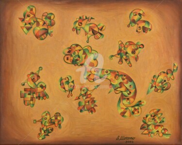 Malarstwo zatytułowany „ETRES HUMAINS QUI S…” autorstwa Salvador  Moreno, Oryginalna praca, Olej
