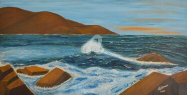 Painting titled "LA MER no 1" by Salvador  Moreno, Original Artwork, Oil