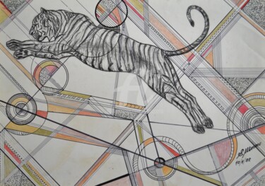 Zeichnungen mit dem Titel "SAUT DU TIGRE" von Salvador  Moreno, Original-Kunstwerk, Andere