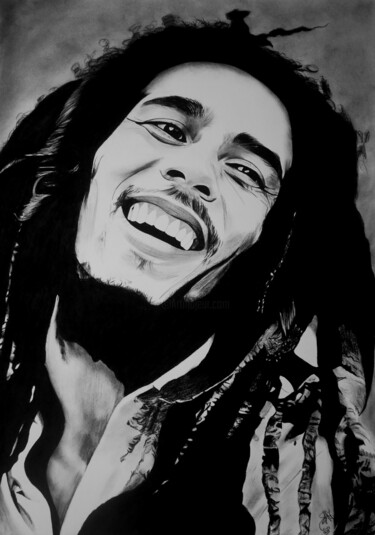Dessin intitulée "Bob Marley" par Samos17 Portraitiste, Œuvre d'art originale, Crayon