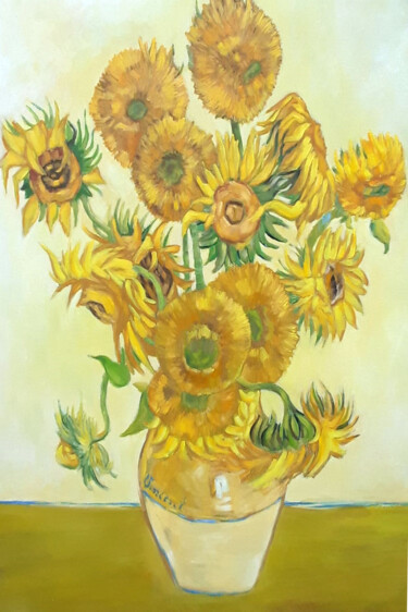 Schilderij getiteld "Marigolds" door Sampath Karunaratne, Origineel Kunstwerk, Olie