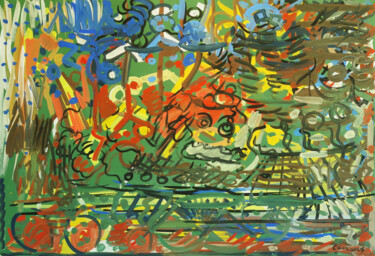 Schilderij getiteld "Volcan." door Yuriy Samsonov, Origineel Kunstwerk, Gouache