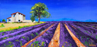 Pittura intitolato "Lavande en Provence" da Samuel Kouyoumdjian, Opera d'arte originale, Olio Montato su Telaio per barella…