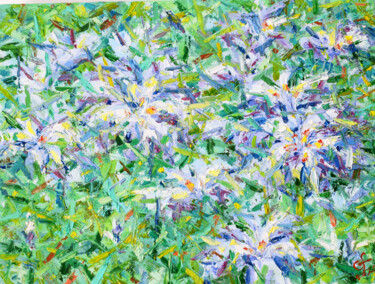 제목이 "蓝色鸢尾花"인 미술작품 三羽一生로, 원작, 기름 나무 들것 프레임에 장착됨