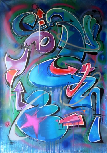 Malerei mit dem Titel "Tag n°215" von Saname, Original-Kunstwerk, Sprühfarbe
