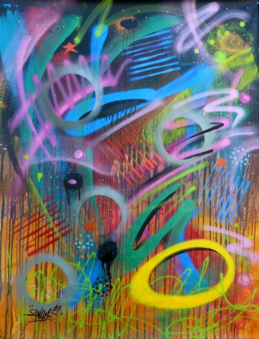 Schilderij getiteld "Abstract 2108" door Saname, Origineel Kunstwerk, Acryl