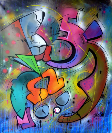 Schilderij getiteld "100 titres 57" door Saname, Origineel Kunstwerk, Graffiti