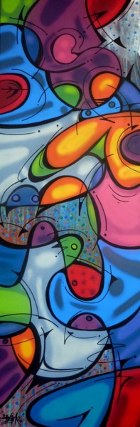 绘画 标题为“Fish” 由Saname, 原创艺术品, 喷漆 安装在木质担架架上