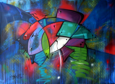 Malerei mit dem Titel "Fish 8" von Saname, Original-Kunstwerk, Sprühfarbe