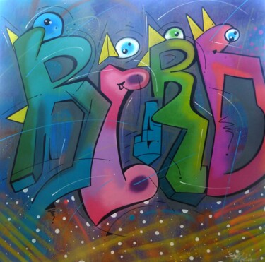 绘画 标题为“Bird” 由Saname, 原创艺术品, 喷漆 安装在木质担架架上