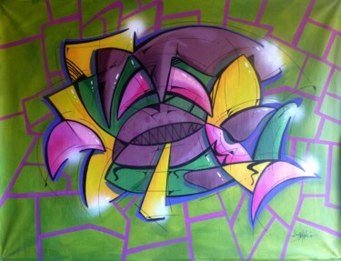 Painting titled "Fish n°2309" by Saname, Original Artwork, Spray paint