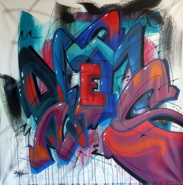 Painting titled "Trace n°2421" by Saname, Original Artwork, Spray paint