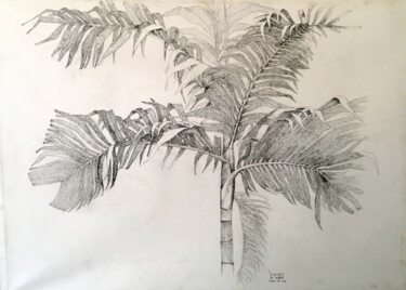 Painting titled "The Palm" by Sanath Bandara, Original Artwork, Ballpoint pen