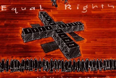 Painting titled "Fight for Rights" by Sanath Bandara, Original Artwork, Ballpoint pen Mounted on Glass