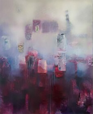 Schilderij getiteld "Magenta Rising" door Sandaruwan Kumarasinghe, Origineel Kunstwerk, Acryl