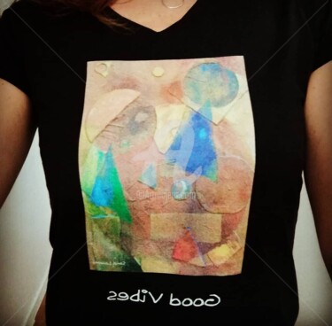 Art textile intitulée "Tee shirt art abstr…" par Sand Laurans, Œuvre d'art originale, String Art