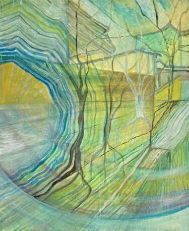 Картина под названием "Espace Temps" - Sandra Bédu, Подлинное произведение искусства, Акрил Установлен на Деревянная рама дл…