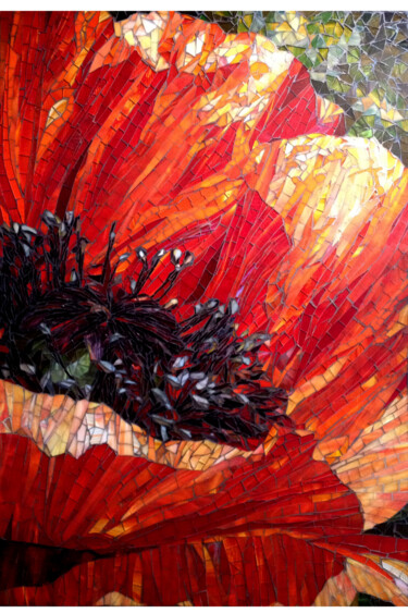 Pintura titulada "Poppy" por Sandra Bryant, Obra de arte original, Mosaico Montado en Otro panel rígido