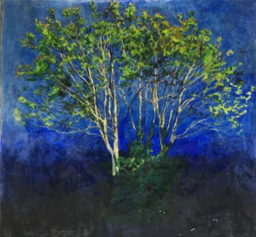 Schilderij getiteld "Trois arbres" door Sandra Fléchet, Origineel Kunstwerk, Olie