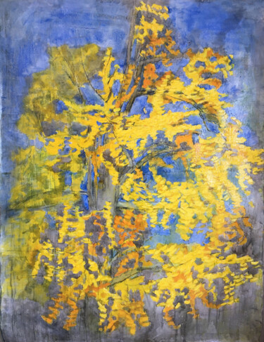 Schilderij getiteld "Ginkgo" door Sandra Fléchet, Origineel Kunstwerk, Olie