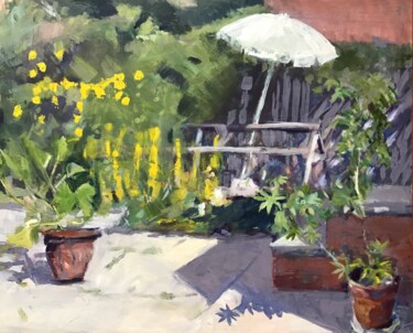 Painting titled "Umbrella Plant" by Sandra Haney, Original Artwork, Oil