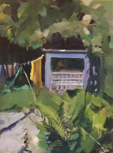 Pintura titulada "Yellow Towel" por Sandra Haney, Obra de arte original, Oleo Montado en Bastidor de camilla de madera