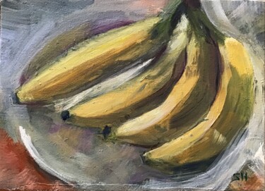 绘画 标题为“Bananas” 由Sandra Haney, 原创艺术品, 油 安装在木质担架架上