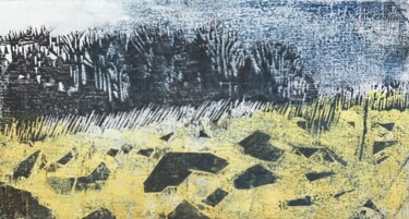 Druckgrafik mit dem Titel "Landscape Woodcut" von Sandra Haney, Original-Kunstwerk, Linoldrucke