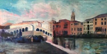 Pintura intitulada "By the Rialto Bridge" por Sandra Haney, Obras de arte originais, Óleo