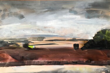 Painting titled "South Otterington-…" by Sandra Haney, Original Artwork, Oil Mounted on Other rigid panel