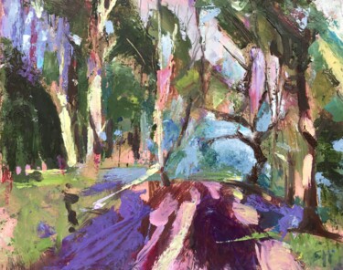 Schilderij getiteld "Woodland Walk 2" door Sandra Haney, Origineel Kunstwerk, Olie Gemonteerd op Houten paneel