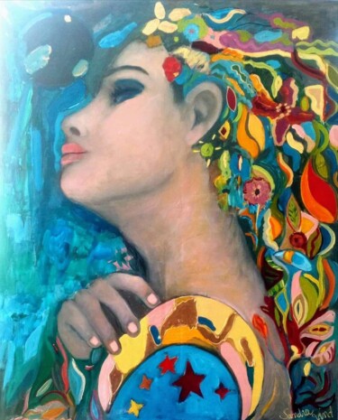 Картина под названием "Combien d'amour aux…" - Sandra Land, Подлинное произведение искусства, Масло Установлен на Деревянная…