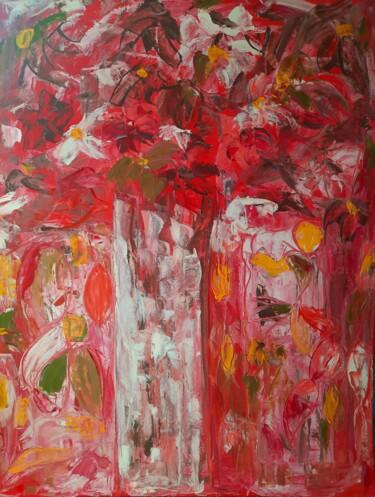 Painting titled "Rose entre les doig…" by Sandra Land, Original Artwork, Oil