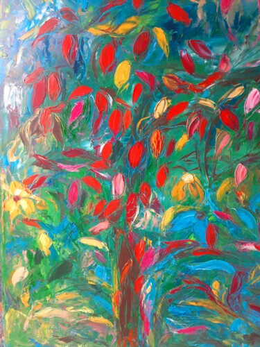 Painting titled "Printemps repousse…" by Sandra Land, Original Artwork, Oil