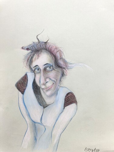 Рисунок под названием "zerzaustes ich" - Sandra Ludwig, Подлинное произведение искусства, Цветные карандаши