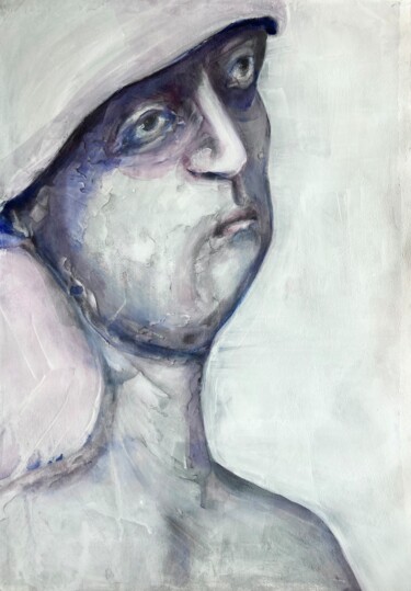 「Portrait mit Helm」というタイトルの絵画 Sandra Ludwigによって, オリジナルのアートワーク, 水彩画