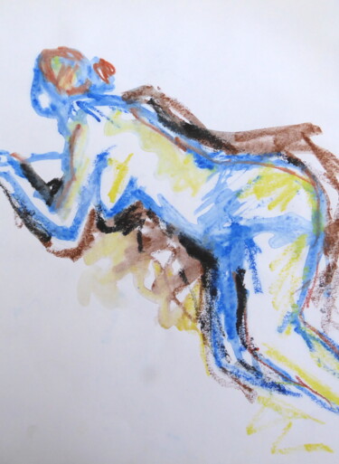 Dibujo titulada "Nu semi-allongé" por Sandra Pohin, Obra de arte original, Pastel