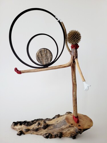 Sculptuur getiteld "Bouffonnerie" door Sandra Veillette, Origineel Kunstwerk, Hout