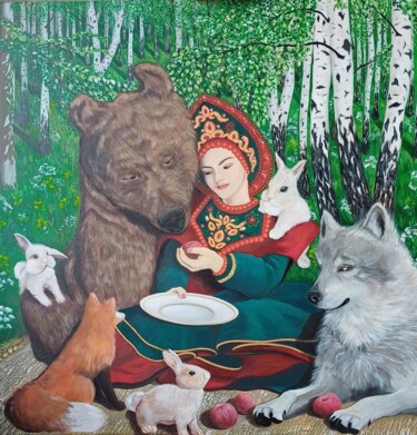 「Divination with lov…」というタイトルの絵画 Sandraevaによって, オリジナルのアートワーク, アクリル ウッドストレッチャーフレームにマウント