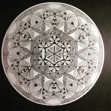 Desenho intitulada "Mandala Flor da vida" por Sandra Ramos, Obras de arte originais, Marcador