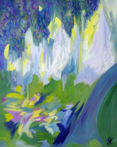 Malerei mit dem Titel "La forêt bleue du j…" von Sandra Vigouroux, Original-Kunstwerk, Öl