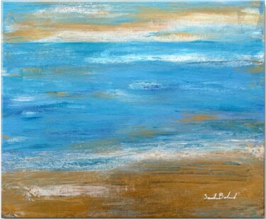 Painting titled "Paysage marin" by Sandrine Belmont, Original Artwork, Acrylic Mounted on Wood Stretcher frame