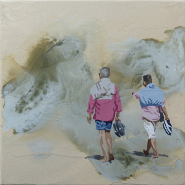 Pintura intitulada ""marche en sable"" por Sandrine Gergaud, Obras de arte originais, Acrílico Montado em Armação em madeira