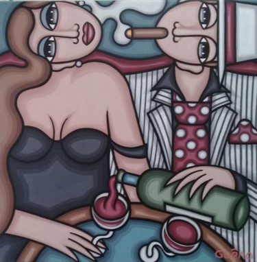 Peinture intitulée "Bordeaux, champagne…" par Guena, Œuvre d'art originale, Acrylique